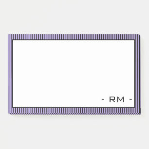 Pastel Purple Black Striped Border   Monogram  Post-it Notes