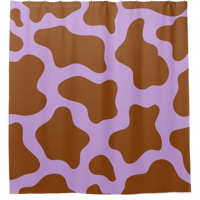 pastel purple brown cow print shower curtain (Front)
