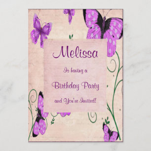 Pastel Purple Butterflies Invitation