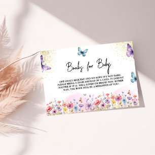 Pastel Purple Butterfly Baby Shower Book Request Enclosure Card