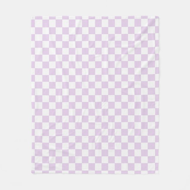 Pastel Purple Chequered Pattern Chequerboard Check Fleece Blanket (Front)