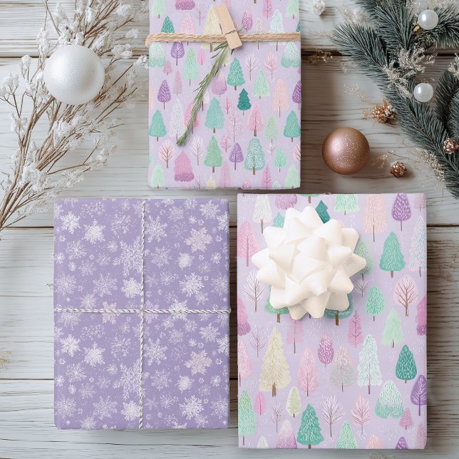 Pastel Purple Christmas Wrapping Paper Sheet (Pastel Christmas Gift Wrap)