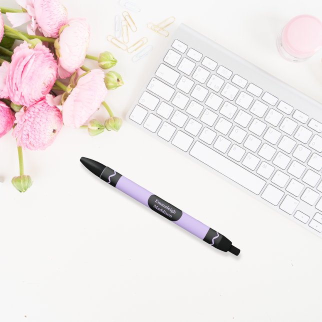Pastel Purple Colour Crayon Wrap Monogram Black Ink Pen (Creator Uploaded)