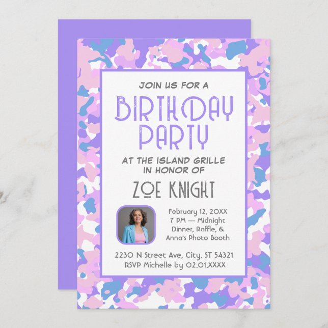 Pastel Purple Confetti Birthday Party Invitation (Front/Back)