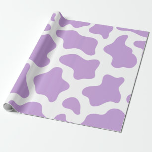 pastel purple cow print kawaii wrapping paper