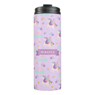 Pastel Purple   Cute Rainbow Unicorn Kids Thermal Tumbler
