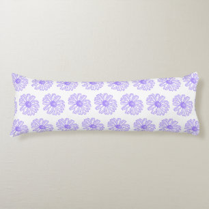 Pastel Purple Daisy Flower Print, Hippie Floral Body Cushion