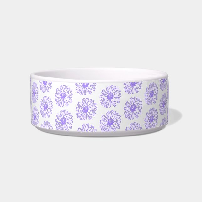 Pastel Purple Daisy Flower Print, Hippie Floral Bowl (Front)