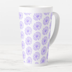 Pastel Purple Daisy Flower Print, Hippie Floral Latte Mug