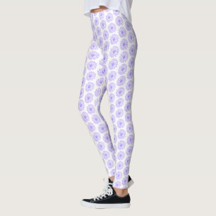 Pastel Purple Daisy Flower Print, Hippie Floral Leggings
