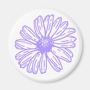 Pastel Purple Daisy Flower Print, Hippie Floral Magnet