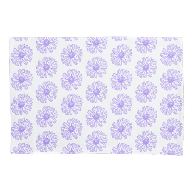 Pastel Purple Daisy Flower Print, Hippie Floral Pillowcase (Front)
