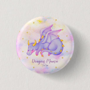 Pastel Purple Dragon Mummy To Be Baby Shower 3 Cm Round Badge