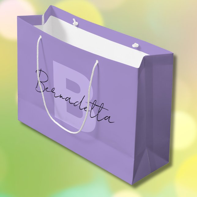 Pastel Purple | Elegant Handwritten Name Script Large Gift Bag (Creator Uploaded)