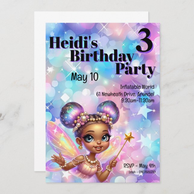Pastel Purple Fairy Magical Birthday  Invitation (Front/Back)