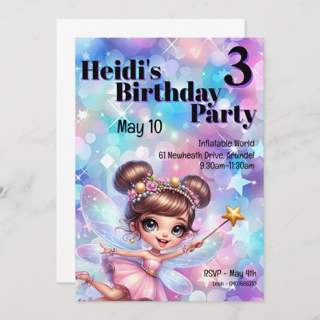 Pastel Purple Fairy Magical Birthday  Invitation (Front/Back)