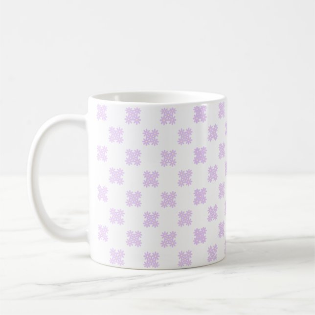 Pastel Purple Floral Geometric Seamless Pattern Coffee Mug (Left)