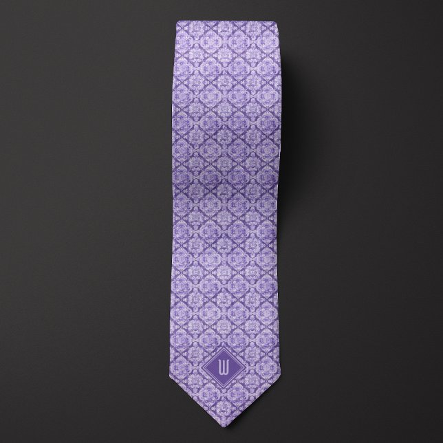 Pastel Purple Floral Inspired Monogram Tie (Creator Uploaded)