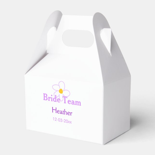 Pastel purple flower bridesmaid bride team boho mo favour box (Front Side)