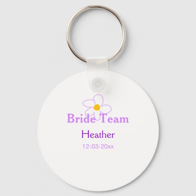 Pastel purple flower bridesmaid bride team boho mo key ring (Front)