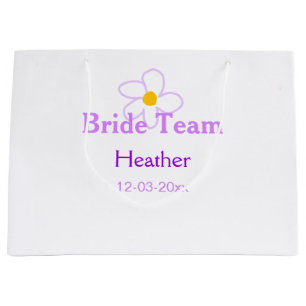Pastel purple flower bridesmaid bride team boho mo large gift bag