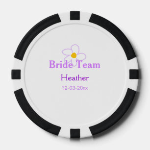 Pastel purple flower bridesmaid bride team boho mo poker chips