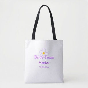 Pastel purple flower bridesmaid bride team boho mo tote bag