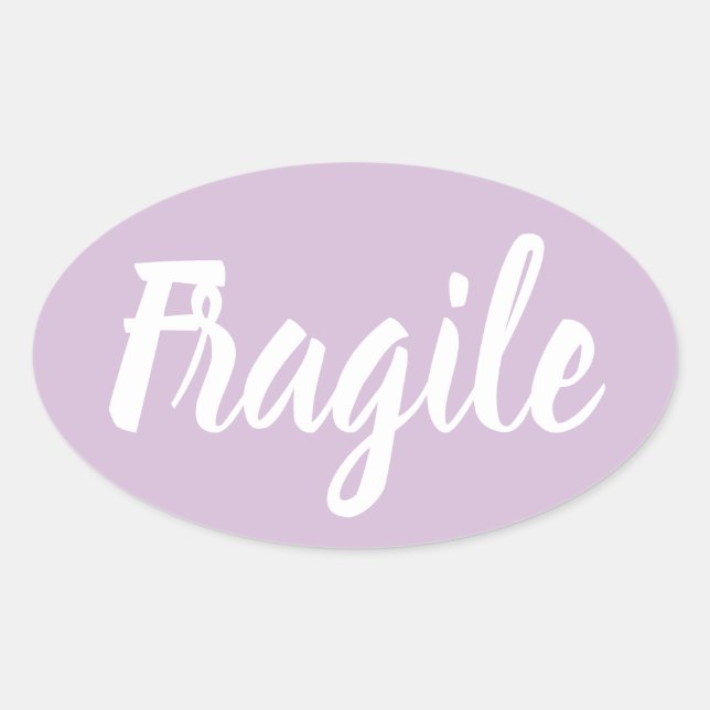Pastel purple fragile trendy modern business oval sticker (Front)