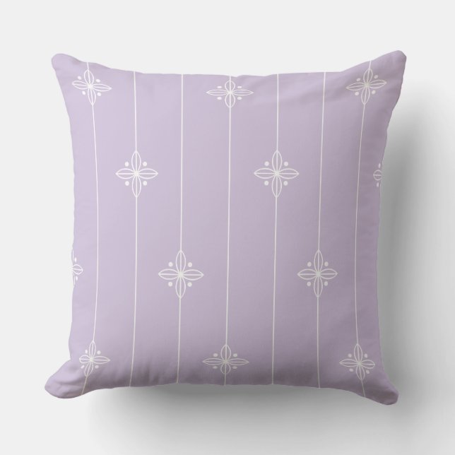 Pastel Purple Geometric Floral Pattern Cushion (Front)