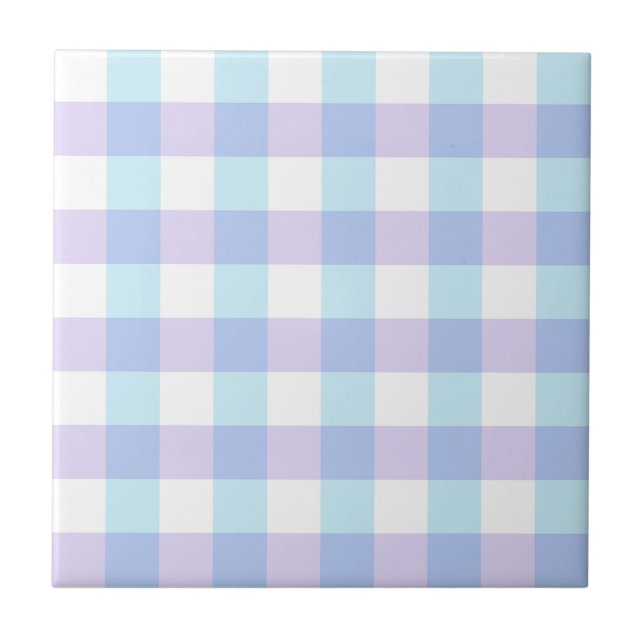 Pastel Purple Gingham Ceramic Tile (Front)