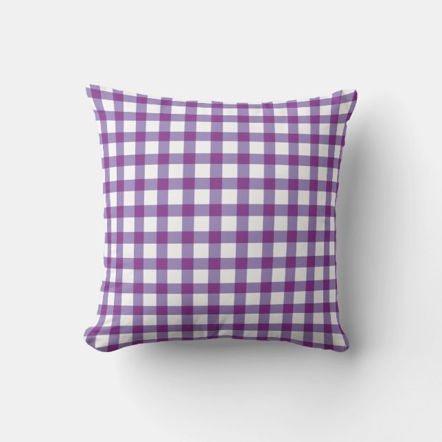 Pastel Purple Gingham Check Pattern Cushion (Front)