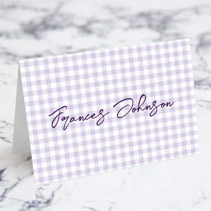 Pastel Purple Gingham Individual Name Place Cards