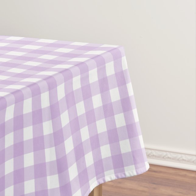 Pastel Purple Gingham Pattern Tablecloth (In Situ)