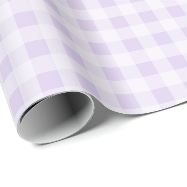 Pastel Purple Gingham Plaid Chequered Wrapping Paper (Roll Corner)