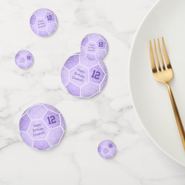 pastel purple girls soccer birthday party confetti (Group)