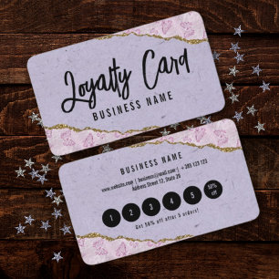 Pastel Purple Glitter With Butterflies Loyalty Card