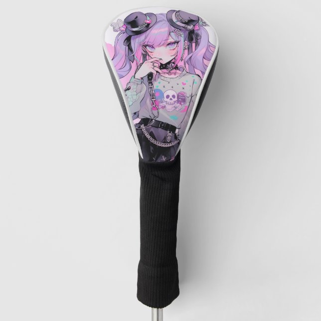 Pastel Purple Gothic Lolita Anime Girl Golf Head Cover (Front)