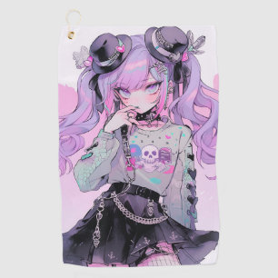 Pastel Purple Gothic Lolita Anime Girl Golf Towel