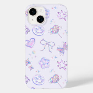 Pastel Purple Holographic Y2K Kitsch Jelly Pattern Case-Mate iPhone 14 Case