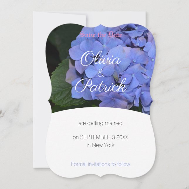 Pastel Purple Hydrangea Wedding Save the Date  Invitation (Front)