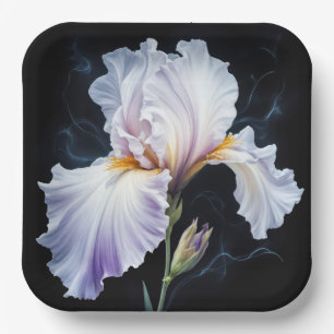 Pastel Purple Iris Blossom Paper Plate