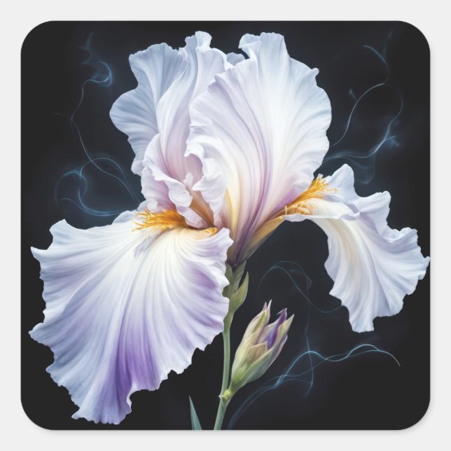 Pastel Purple Iris Blossom Square Sticker (Front)