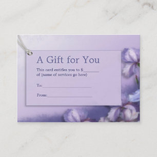 Pastel Purple Iris Floral Gift Certificate