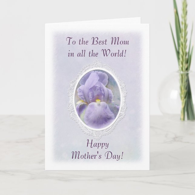 Pastel Purple Iris Mother's Day Card (Front)