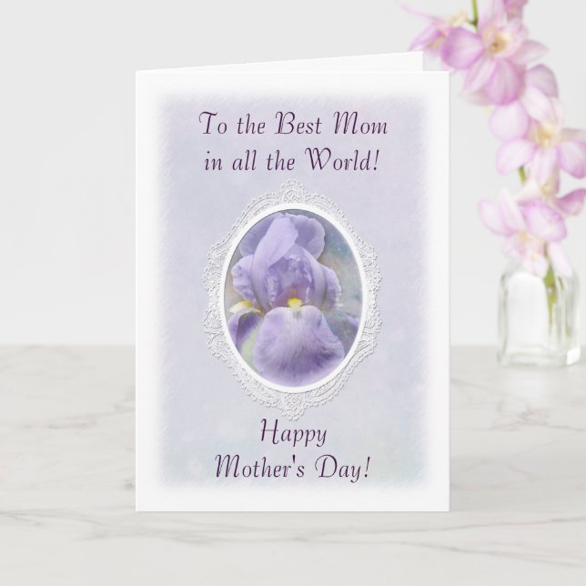 Pastel Purple Iris Mother's Day Card (Orchid)