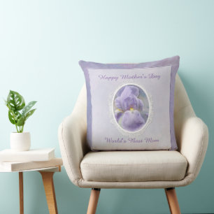 Pastel Purple Iris Mother's Day Throw Pillow