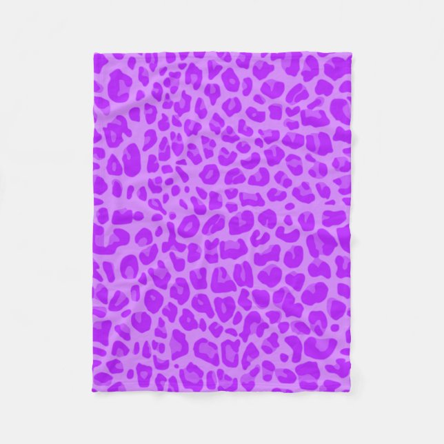 Pastel purple leopard print pattern fleece blanket (Front)
