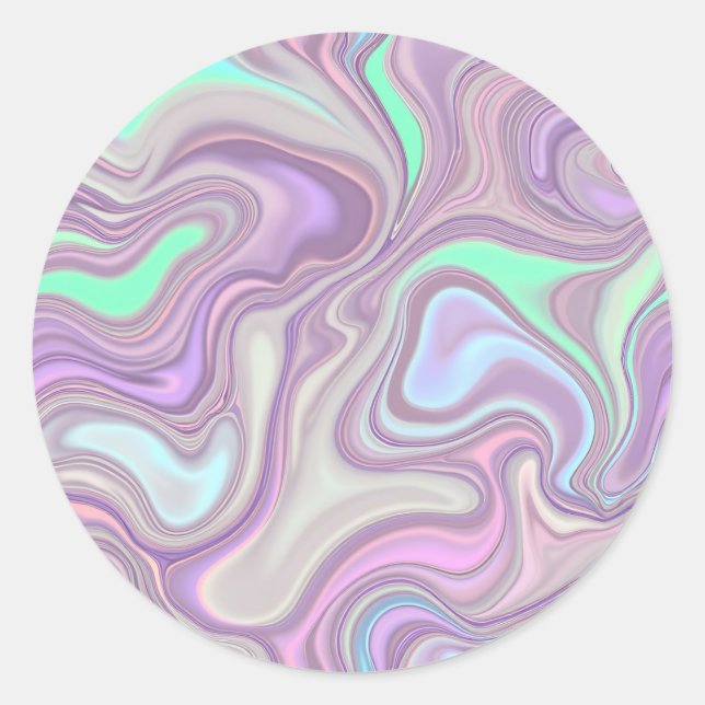 Pastel Purple Marble Swirl Pattern Classic Round Sticker (Front)