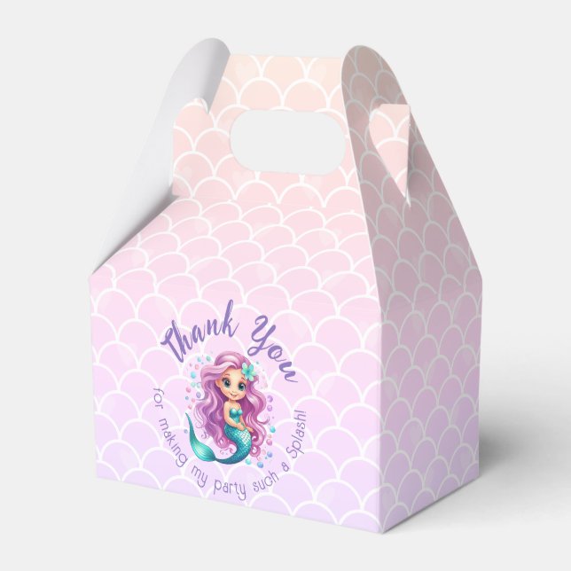 Pastel Purple Mermaid Watercolor Thank You Favour Box (Front Side)