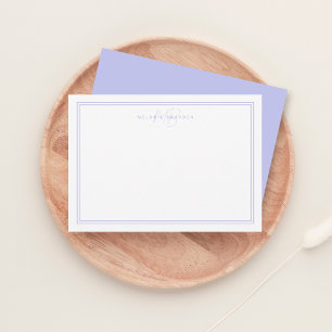 Pastel Purple Minimalist Monogram Two Border Card